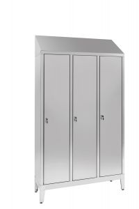 IN-S050.694.00 Locker room in stainless steel Aisi 304 3-seater with internal partition Cm. 120X50X215H