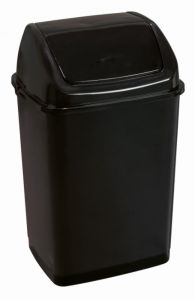 T909535 Cubo de basura con tapa basculante de polipropileno negro de 35 litros