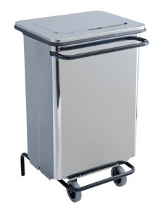 T790630 Polished Stainless steel Wheeled pedal waste bin 70 liters
