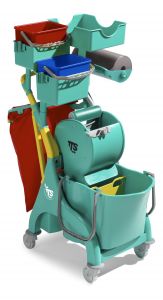 0P066559 Nick Plus 320 trolley with bucket and divider, buckets, storage tray and bag holder
