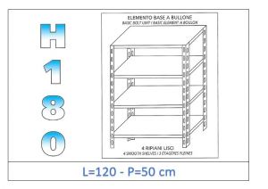 IN-1846912050B Shelf with 4 smooth shelves bolt fixing dim cm 120x50x180h 
