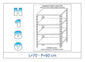 IN-184697060B Shelf with 4 smooth shelves bolt fixing dim cm 70x60x180h 