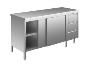 EU04001-18 tavolo armadio ECO cm 180x60x85h  piano liscio - porte scorr - cass 3c dx