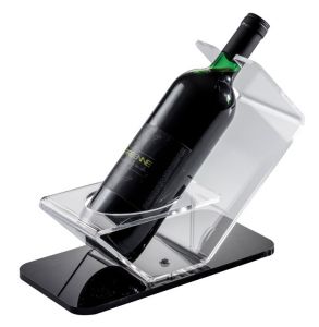 EV00218 SINGLE - Expositor para vinos con base negra, diámetro de botella 8,2 cm