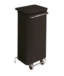 T791221 Mobile black steel container with pedal 110 liters
