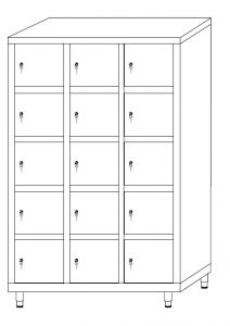 IN-695.15.430 Multi-compartment filing cabinet in 430 stainless steel - 15 doors