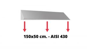 IN-699.50.15.430 Tetto inclinato in acciaio inox AISI 430 dim. 150x50 cm. per armadio IN-690.15.50.430