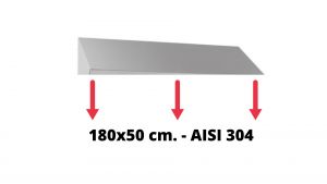 IN-699.50.17 Tetto inclinato in acciaio inox AISI 304 dim. 180x50 cm. per armadio IN-690.18.50