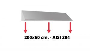 IN-699.60.18 Tetto inclinato in acciaio inox AISI 304 dim. 200x60 cm. per armadio IN-690.20.60