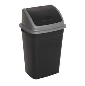 T907451 100% recycled polypropylene waste bin with swinging lid 50 liters (5 PCS PER PACK)