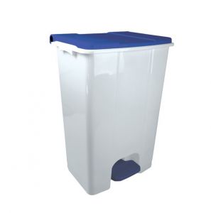 T912855 Mobile pedal container in white - blue plastic 80 liters