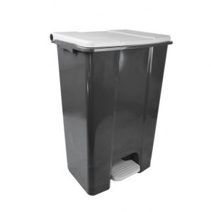T912872 Mobile pedal container in gray recycled plastic 80 liters